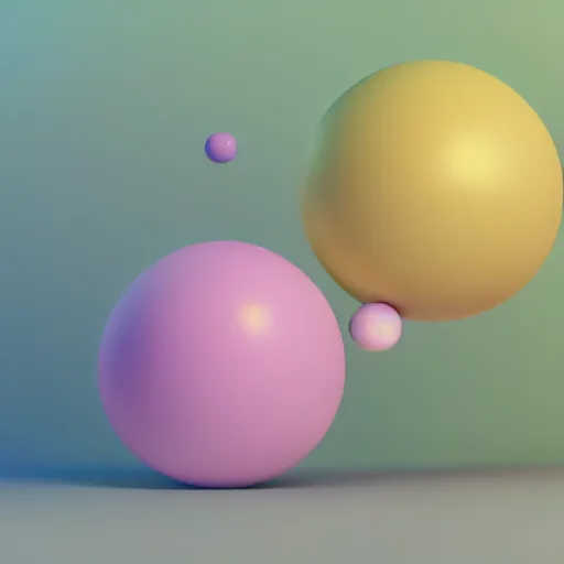 Prompt: A 3d render of pastel colored liquid spheres and lines stick together in a abstract shape. Geometric shaped. render, low angle camera, detailed shading, vray octane, redshift. ray tracing. volumetric lighting. micro details, Hyper detailed, 8K3d, Trending on Artstation. rendered in cinema4d, Hyper realism.