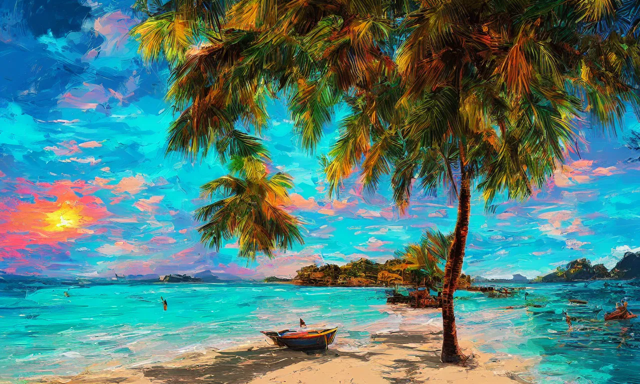 Image similar to paradise beach by alena aenami artworks in 4 k