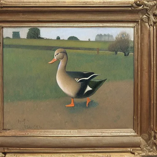 Image similar to a duck on the prowl oil painting balthus