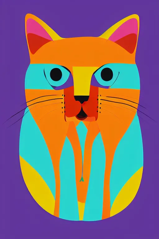 Prompt: minimalist boho style art of a colorful cat, illustration, vector art