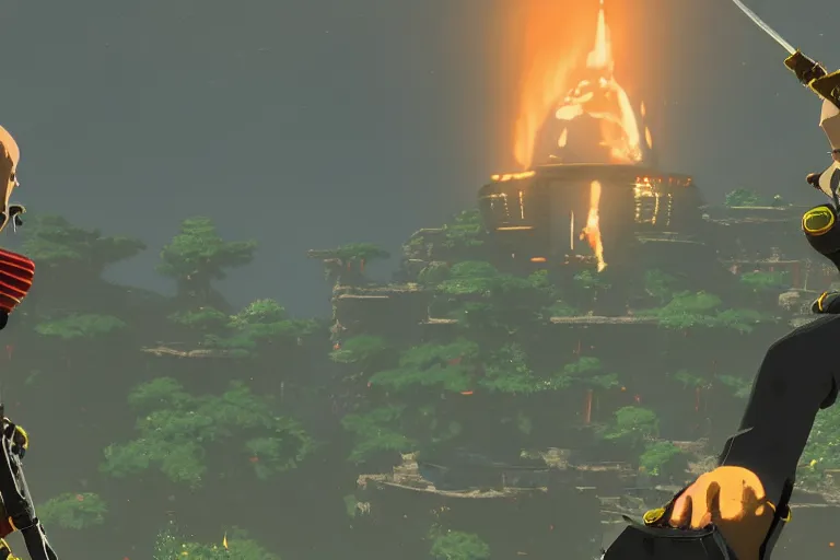 Prompt: agent 4 7 in botw, breath of the wild screenshot