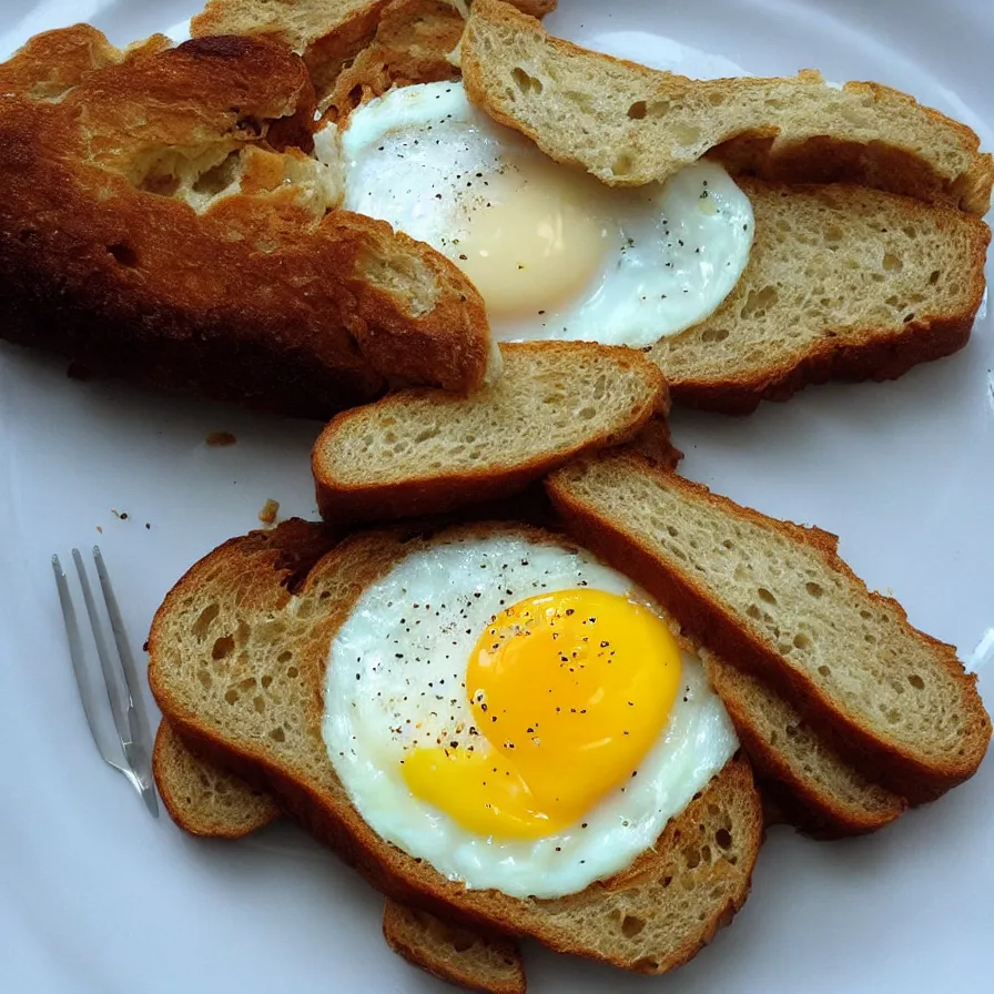 Prompt: “sunnyside fried eggs breakfast plate with bread”