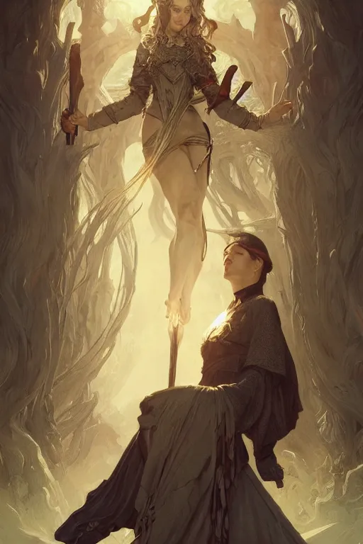 Image similar to witch burning at the stake, D&D, Fantasy, intricate, elegant, highly detailed, digital painting, artstation, concept art, smooth, sharp focus, illustration, art by artgerm and greg rutkowski and alphonse mucha