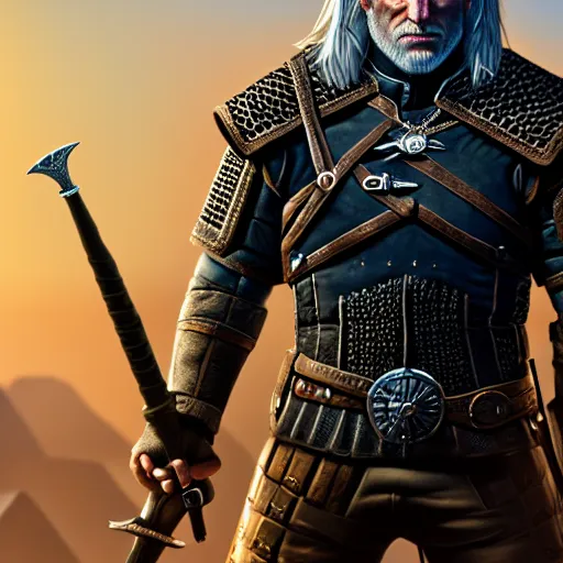 Image similar to Geralt of Rivia as GigaChad, GigaChad, 4k digital art, award-winning, masterpiece, cgsociety, artstation, hyperdetailed-n 9