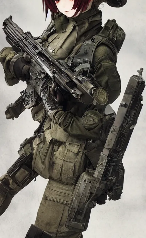 Image similar to portrait photo, highly detailed, high resolution, cosplay photo, stunning, girls frontline style, bokeh soft, 100mm, trending on instagram, by professional photographer, realistic human anatomy, real human faces, realistic military carrier, soldier clothing, modern warfare, realistic weapon, shot with a arriflex 35 ii, low saturation, small human eyes, improve picture from previous attempts