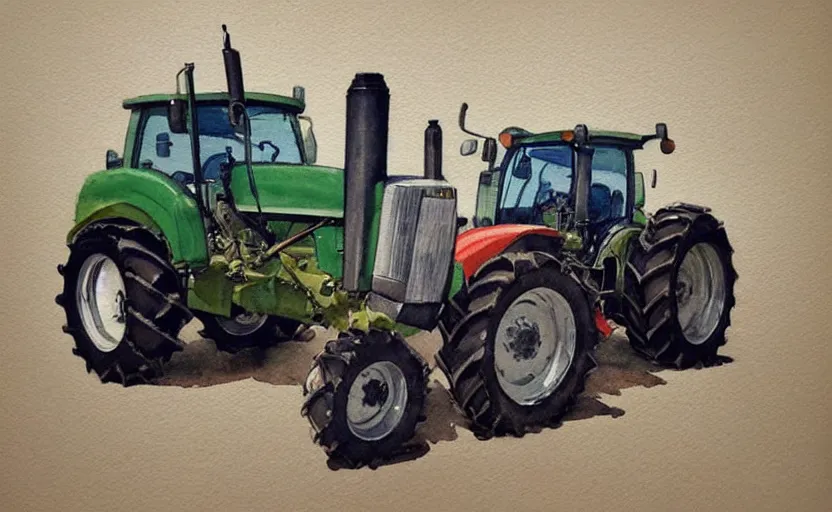 Image similar to concept art of a tractor, pinterest, artstation trending, behance, watercolor, by coby whitmore, silver, laser light,