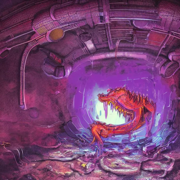 Prompt: detailed shot of inside a cavernous living stomach of a giant hot robot dragon, the walls purple and pulsing, lots of acid pooling up on the floor, digesting and dissolving a human that ended up inside, food pov, micro pov, vore, digital art, furry art, high quality, 8k 3D realistic, macro art, micro art, Furaffinity, Deviantart, Eka's Portal, G6