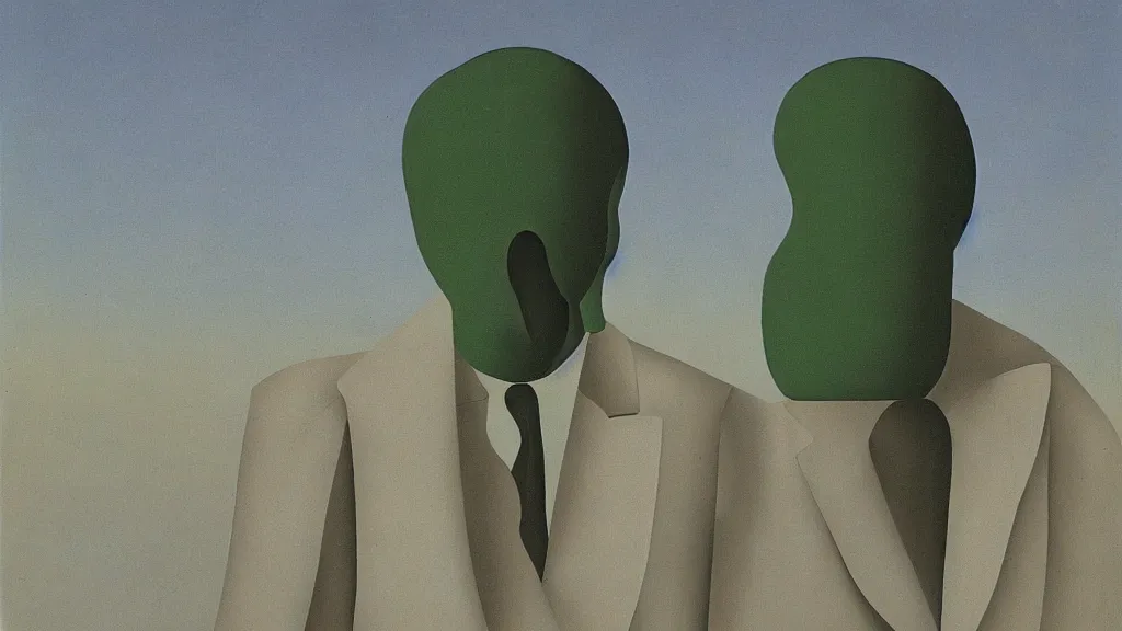 Image similar to abstract primitivism minimalism art painting, lines, forms, shapes, in style ofrene magritte