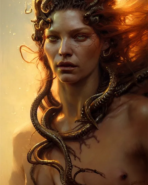 Image similar to fierce medusa, fantasy character portrait, ultra realistic, concept art, intricate details, highly detailed by greg rutkowski, gaston bussiere, craig mullins, simon bisley