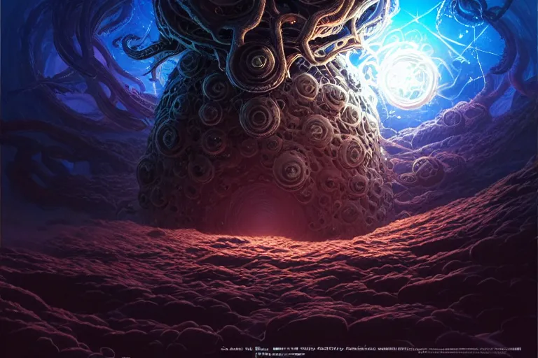 Prompt: azathoth save the earth, occlusion shadow, specular reflection, rim light, unreal engine, artgerm, artstation, art by hiroaki samura and ilya kuvshinov and ossdraws, intricate, highly detailed 8 k, surrealistic fantasy illustration, cosmic horror, box office hit, movie poster