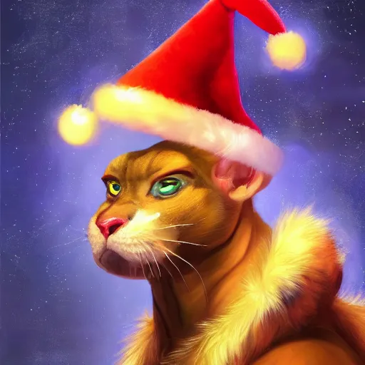 Prompt: an oil painting of a beerus the god of detruction wearing a christmas hat, by artgerm, hd, hdr, ue 5, ue 6, unreal engine 5, realistic 3 d style, cinematic 4 k wallpaper, 8 k, ultra detailed, gta 5 cover art, high resolution, artstation, award winning