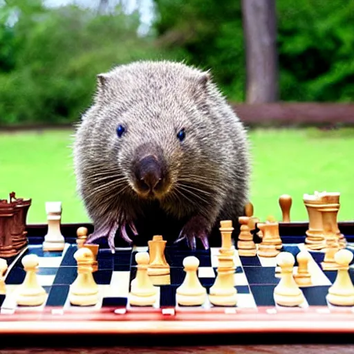 Prompt: wombat playing chess