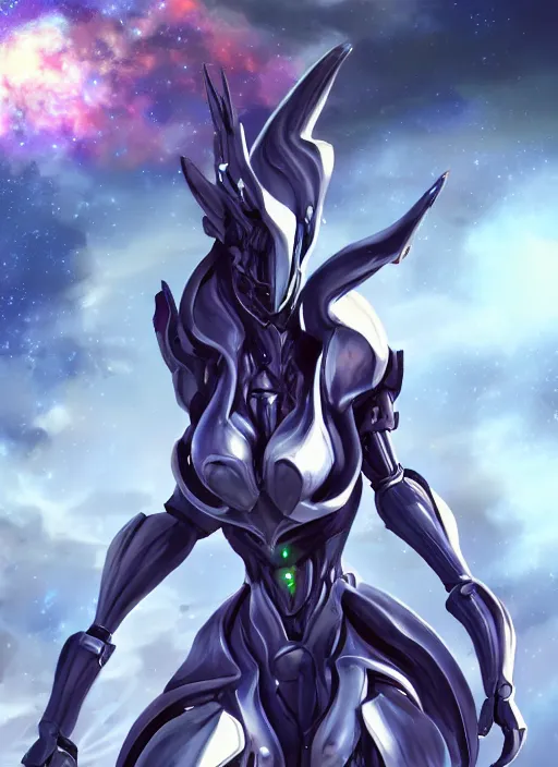 Image similar to cinematic goddess shot, cosmic sized perfectly proportioned stunning beautiful hot anthropomorphic robot mecha female dragon, nebula background, larger than galaxies, galaxy being held by sharp claws, sleek silver armor, epic proportions, epic size, epic scale, ultra detailed digital art, furry art, macro art, dragon art, giantess art, warframe fanart, furaffinity, deviantart