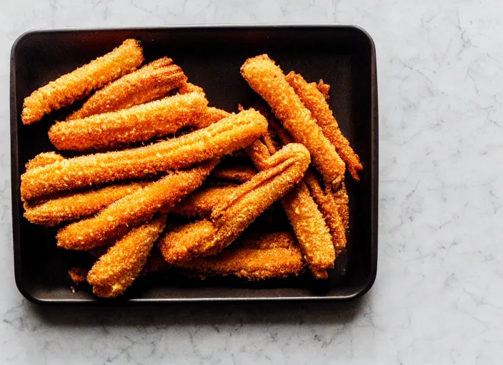 Image similar to dslr food photograph of churro chicken tenders sprinkled with cinnamon, 8 5 mm f 1. 8