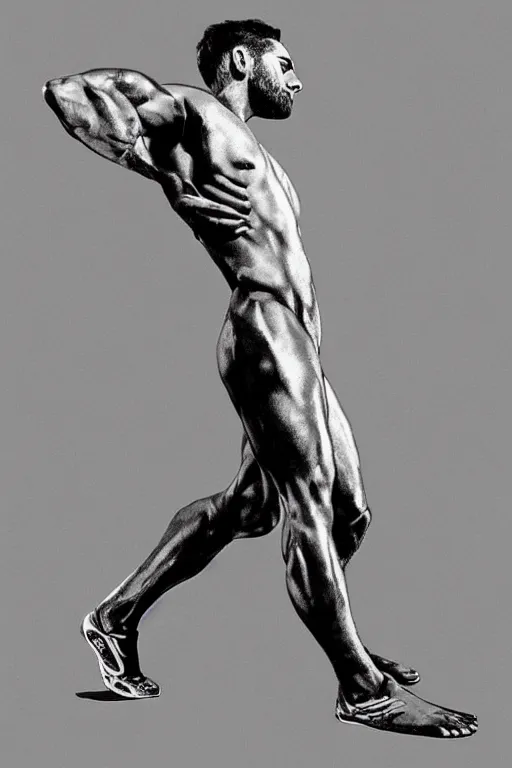 Image similar to “ gigachad pose study, 8 k, graphic style, black and white ”