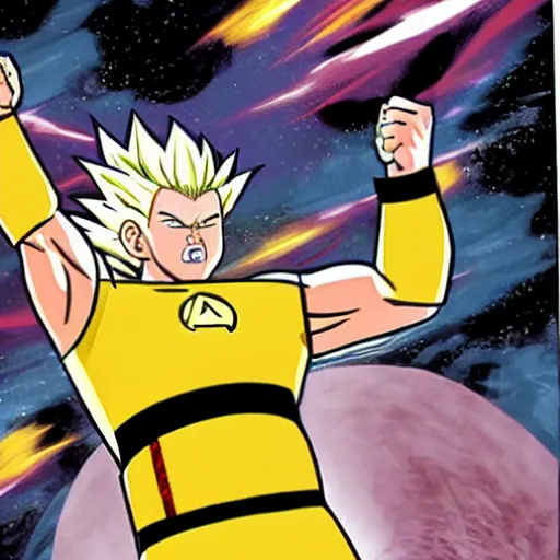 Image similar to captain kirk going super saiyan on star trek comic book