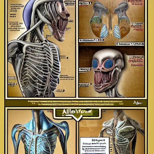 Prompt: textbook on alien anatomy