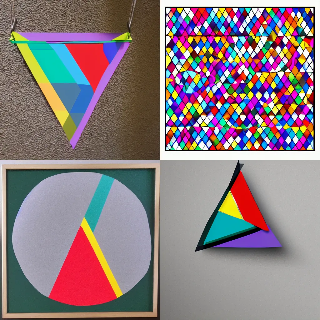 Prompt: minimalist triangle art, trianglular, colorful