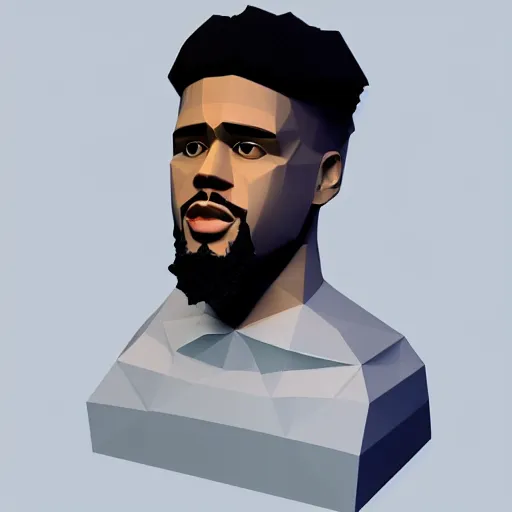 Prompt: 3 d low poly render of jcole, ultra hd, white background