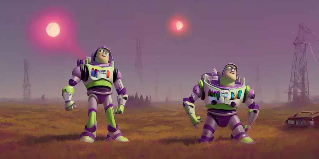 Image similar to buzz lightyear, simon stalenhag