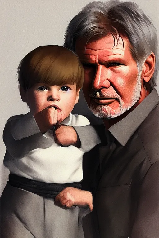 Image similar to Harrison Ford as a baby, ilya kuvshinov, cgsociety