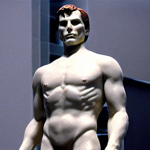 Image similar to statue of Christian Bale, by Arno Breker, in American Psycho (1999)