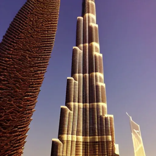 Image similar to burj khalifa but instead a burj khalifa it is a giant carrot