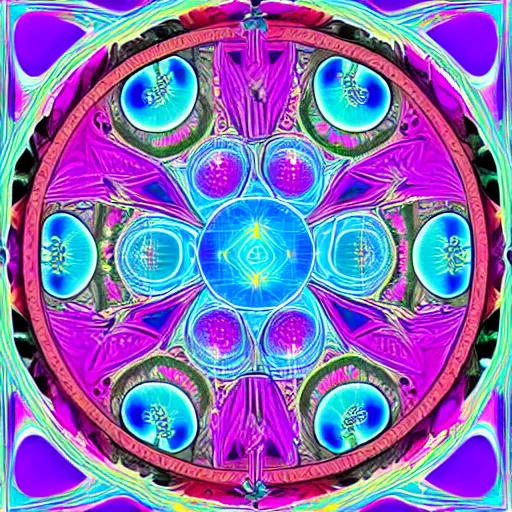 Prompt: Unlocking the soul cosmic color scheme symmetrical sacred symmetry
