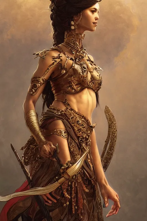 Prompt: a portrait of a anthropomorphic an ancient mesopotamia warrior goddess, D&D, fantasy, intricate, highly detailed, digital painting, artstation, concept art, smooth, sharp focus, illustration, art by caravaggio and artgerm and greg rutkowski and alphonse mucha