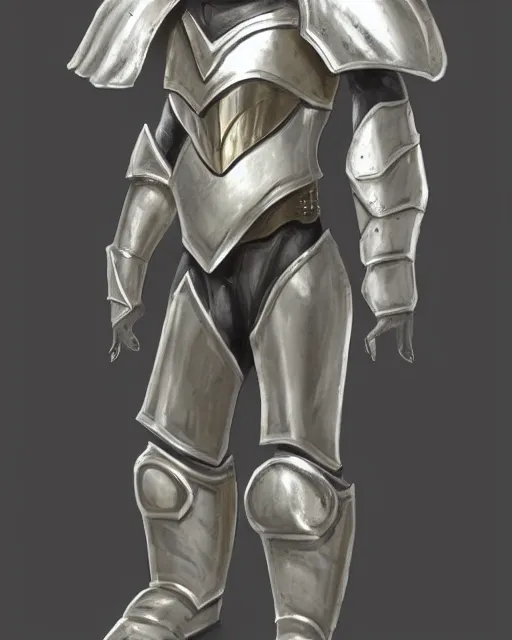 Image similar to medium armor, fantasy concept art, shiny silver with gold trim, very flat shading, smooth lines, smooth contours, clean, front view