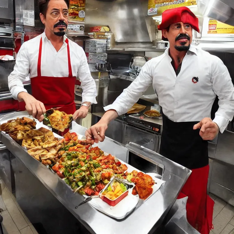 Prompt: Tony Stark as Kebab man, photograph