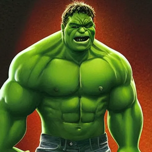 Prompt: chuck tingle as the Hulk