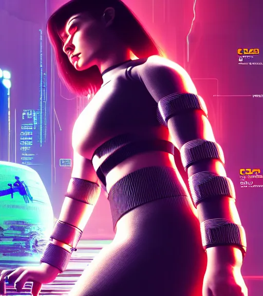 Image similar to cable plugged into cyberdeck, back of head, cyberpunk woman, computer, 1 9 7 9 omni magazine cover, style by vincent di fate, cyberpunk 2 0 7 7, 4 k resolution, unreal engine, daz