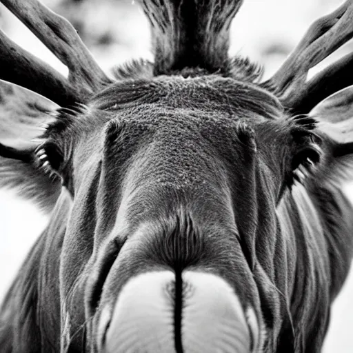 Image similar to close - up fisheye photo of a moose's face