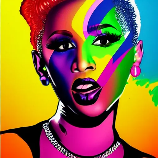 Prompt: rainbow nicki minaj. pop art