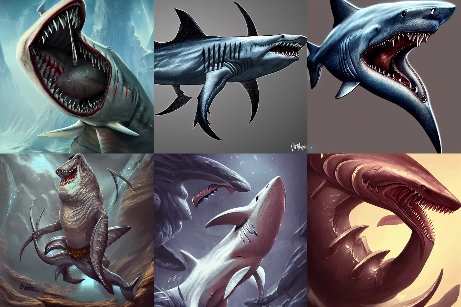 Prompt: anthropomorphic shark, muscular, D&D, fantasy,intricate, elegant, highly detailed, digital painting, artstation, concept art, smooth, sharp focus, illustration,