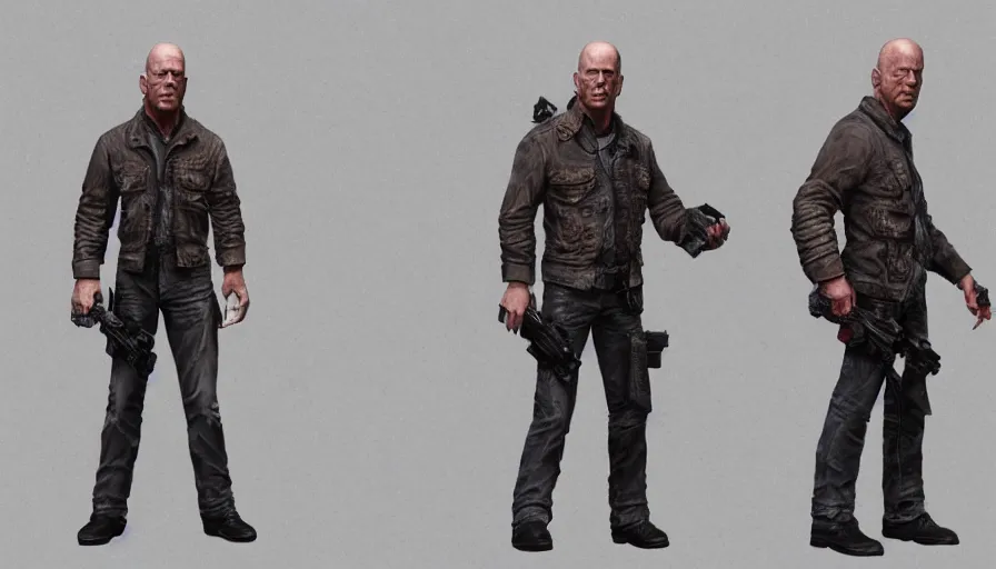 Image similar to bruce willis hand painted figurine set, hyperdetailed, artstation, cgsociety, 8 k