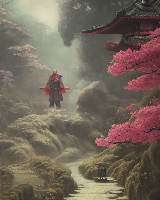 Prompt: a samurai in sakura, greg rutkowski, edward robert hughes, tony sart