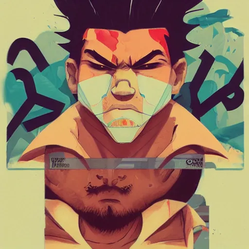 Prompt: Sketch of Akuma and Goken by Sachin Teng, asymmetrical, Organic Painting ,geometric shapes, hard edges, energetic, graffiti, street art:2 by Sachin Teng:4