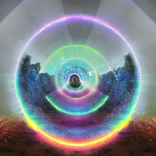 Image similar to Iridescent portal to an alien landscape