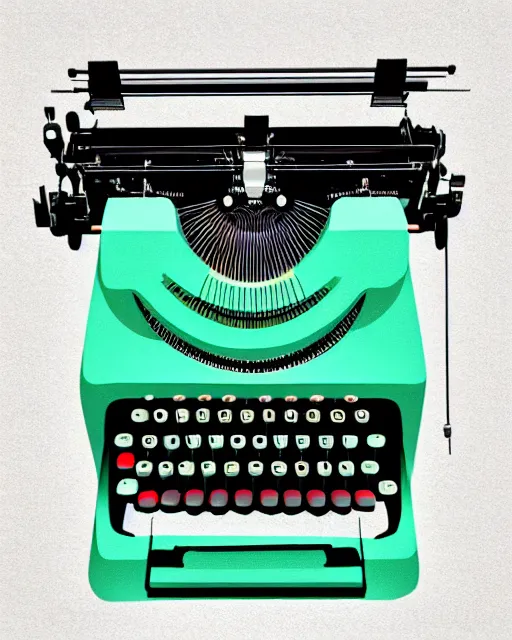 Image similar to artdeco illustration digital art typewriter. retro. colorful pastel. 3 d.