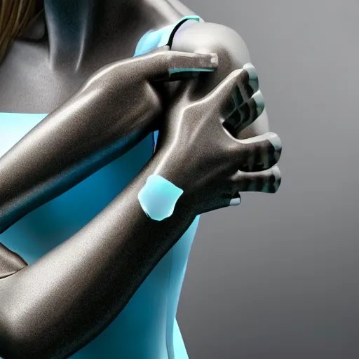 Image similar to a girl with cybernetic arm, closup, hyper realistic, ultra details, 4k, real photo,