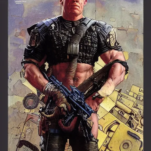 Prompt: jocko willink as superhero solider, dynamic action, dystopian, by lawrence alma tadema and zdzislaw beksinski and norman rockwell and tom lovell and greg staples