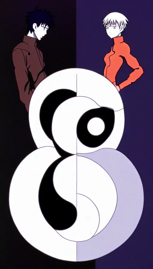 Image similar to Abstract representation of ying Yang concept, from Evangelion