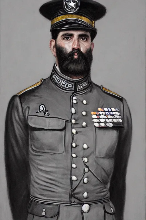 Prompt: full body portrait of the dictator of the san antonio spurs, 1 8 8 9, in full military garb, silver, black, white, oil on canvas by william sidney mount, trending on artstation