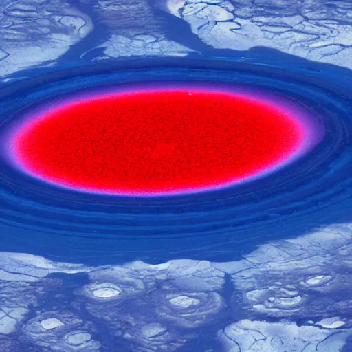 Prompt: a picture of an alien planet, blue planet, red lava rivers, center of the frame