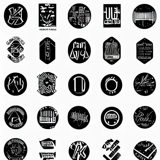 Prompt: black on white graphic design stickers in style of david rudnick, eric hu, acid, y 2 k, brutalism