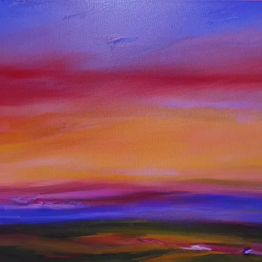 Image similar to expressive oil painting of the sky with purple and red colors, h - 1 0 2 4