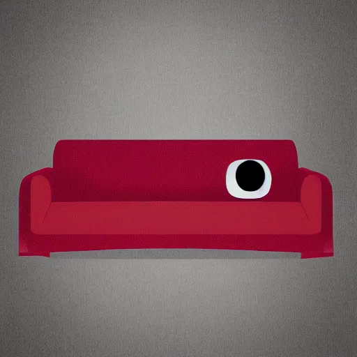 Prompt: photo of a scared anthropomorphic sofa, hiding behind another sofa, digital art