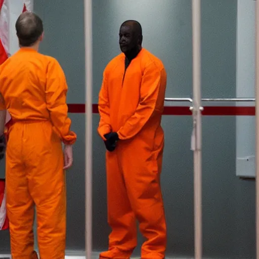 Prompt: “Trump in orange jumpsuit handcuffed in jail”